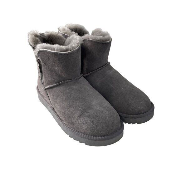 Gooce Maddie Suede Leather Boots Women 7 Round Toe Quilted Sheepskin Wool Winter - Picture 1 of 11